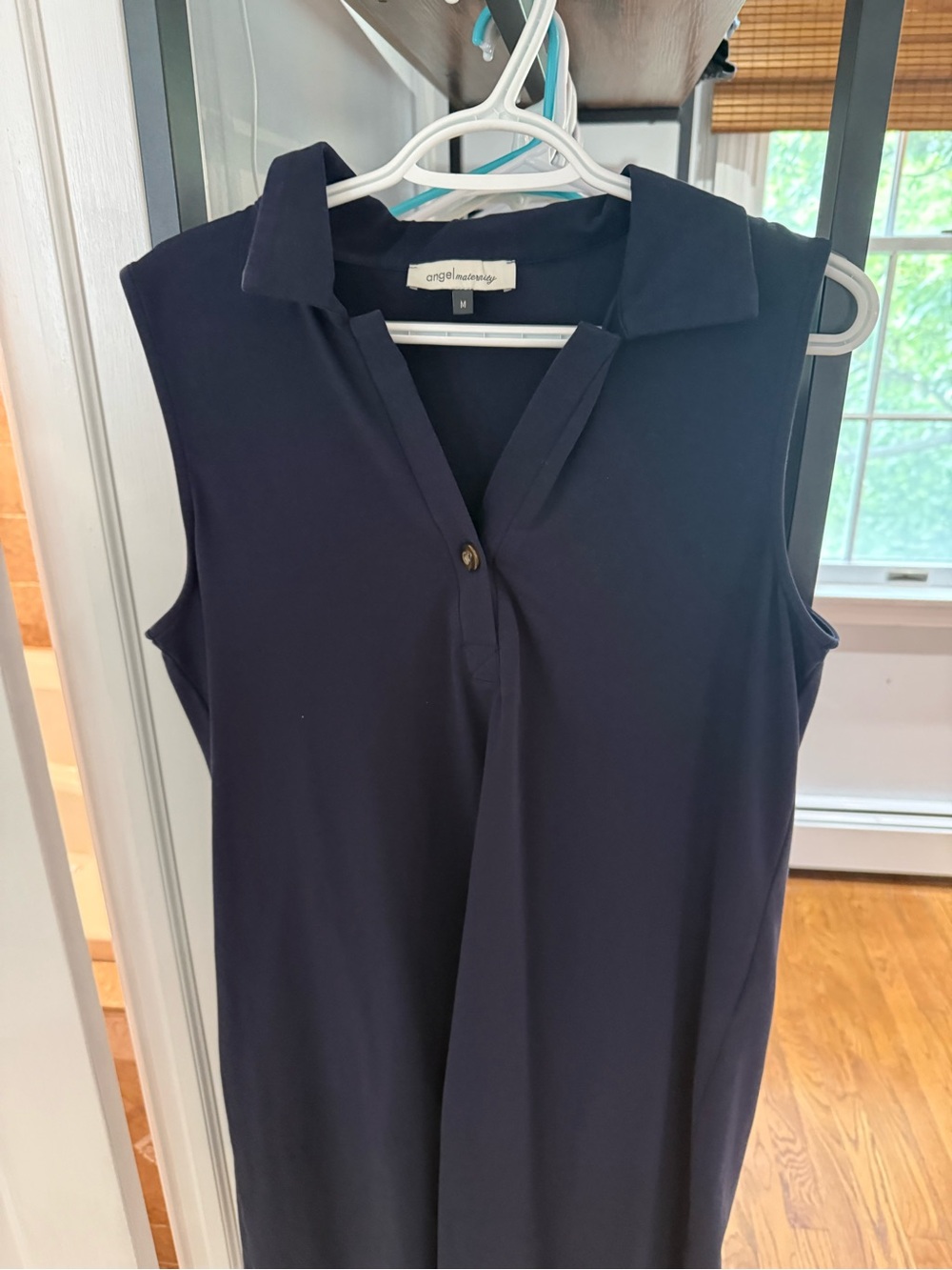 Angel Maternity Sleeveless Collared Shell in Deep Navy
